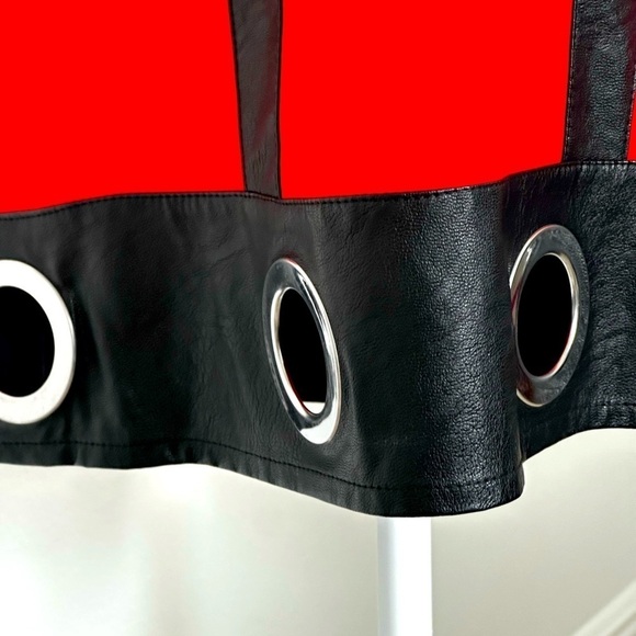 RINASCIENTO Red Dress with Black leather detailing & silver circle details - Picture 5 of 13